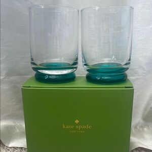 Kate Spade Green and Clear Drinkware Set